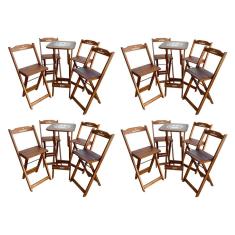 Kit 4 Conjuntos Bistrô Mesa Com 4 Banquetas Dobráveis De Madeira Personalizada Hei - Imbuia