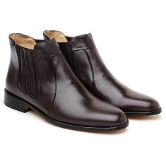 Bota Masculina Jacometti Chelsea Couro Lisa Conforto Country Café 42