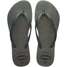 Chinelo, Havaianas, Feminino, Slim, Gloss, 35 e 36, Verde Olive