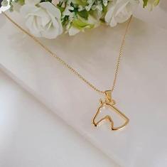 Colar Gargantilha Cavalo Pequeno Country Folheado A Ouro 18k