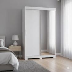 Guarda-Roupa Solteiro Bartira América 2 Portas de Correr com Espelho 2 Gavetas Internas MDP - 136,2cm de Largura