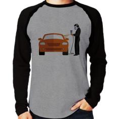 Camiseta Raglan Pintor Automotivo Manga Longa - Foca na Moda, Cinza, P