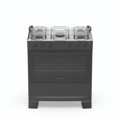Fogão 5 Bocas Atlas Mônaco Plus com Mesa Inox Acendimento Automático Preto Bivolt