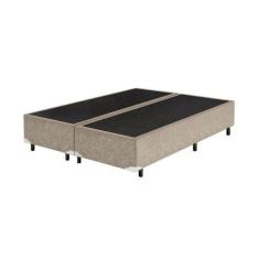 Base Box Casal Bipartido Suede Bege - 30x138x188
