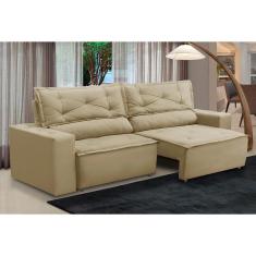 Sofá Retrátil e Reclinável 3 lugares com Molas 1,80m Laura Suede Bege Madelina