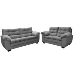 Conjunto Sofá Hellen Premium 3 e 2 lugares em tecido Velut Preto