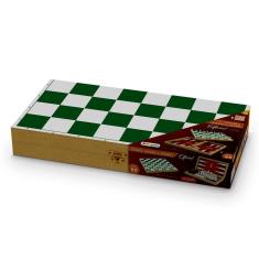 Jogo Tabuleiro Xadrez/ Gamão/ Dama 3em 1 Oficial Junges