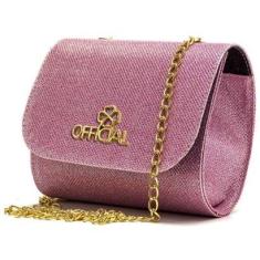 Bolsa Trevo Official Baú Tecido Brilhante Com Corrente Feminina-Feminino