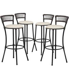 Kit 4 Banquetas Alta Forts Fio de Fibra Proteção UV Bancada, Área Gour