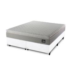 Cama Box + Colchão Queen Strong D45 One Face 158x198x59cm Branco - Suporta até 150kg por pessoa
