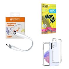 Capinha Samsung A53 + Adaptador P2 Para Tipo C + Película 9D