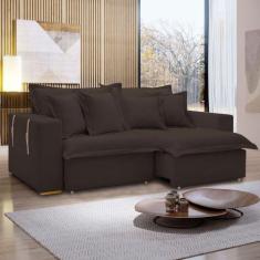 Sofá Cama 3 Lugares Arizona Retrátil Veludo Marrom - Celflex, Marrom