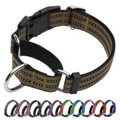 JOYEEIIOO Coleira para cães Martingale, coleira reflexiva de nylon ajustável com fivela. Não puxa para cães pequenos, médios e grandes. Evita escorregar - ajuda com puxadores fortes - aumenta o