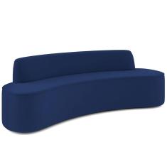 Sofá 3 Lugares Sala de Estar Cancún D02 Veludo Azul Marinho 210 cm C-287 - Lyam Decor