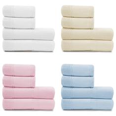 Jogo de Toalhas 4 Peças Banho e Rosto Algodão Aveludada Para Bordar Artesanalle Dohler