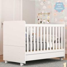 Berço Americano 3x1 com Colchão Incluso e Rodízios Pimpolho Multimóveis Branco