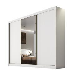 Guarda Roupa Casal com Espelho 3 Portas 8 Gavetas Spazzio Novo Horizonte Branco