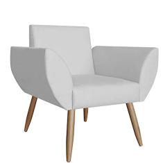 Poltrona Decorativa Flora Pés Palito Suede Branco - DS Estofados