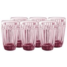JOGO DE 6 COPOS BRETAGNE EM VIDRO 355ML A13CM COR ROXA