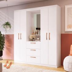 Guarda Roupa Solteiro com Espelho 4 Portas 3 Gavetas Panamá 59000 Doripel