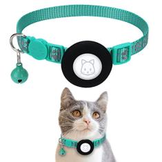 Coleira para gatos Apple AirTag com fivela de segurança e sino, refletiva em 9,5 cm de largura com suporte AirTag para animais de estimação pequenos