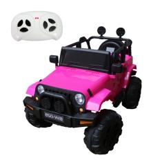 Mini Carro Jeep Elétrico Infantil Importway Rosa 12V Luzes Som Com Controle