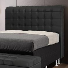 Cabeceira Dama 140 para Cama de Casal Couro Preto Aradecor, Preto, CAS