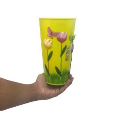 Vaso Enfeite Jardim Quintal Varanda Borboleta Flor De Ferro Amarelo (S