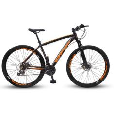 Bicicleta Aro 29 Off Alumínio Disco Suspensão Preto/Laranja Tamanho:21