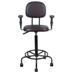 Cadeira caixa alta L duplo com braço base semi corano marrom - Sintoni