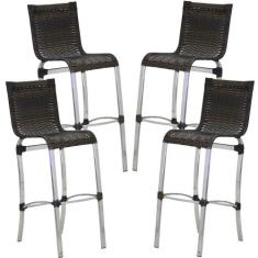 Kit 4 Banquetas em Alumínio e Fibra Sintética Haiti Para Cozinha, Edíc