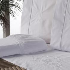 Jogo de Lençol Cama Solteiro Bordado Crivo 3 Peças 100% Algodão-Infant