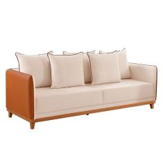 Sofá 3 Lugares Inhotim Linho Bege e Paçoca