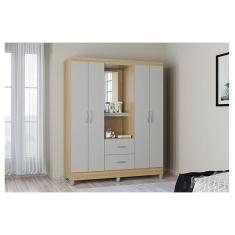 Guarda Roupa Solteiro Ambiente Cordoba 4 Portas Damasco Off White – Poquema