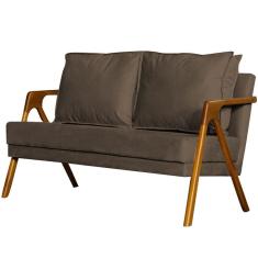 Sofá 2 Lugares Namoradeira Veludo Mona Luxo Marrom