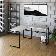 Escrivaninha L Estilo Industrial 135x140cm Dynamica Yescasa Snow - Preto