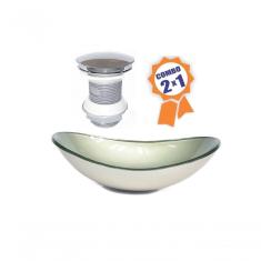 Cuba De Vidro Oval 47cm Champanhe + Válvula Click