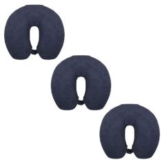 Kit com 3 Travesseiro de Pescoço Para Viajar - Fibrasca, Preto