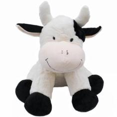 Vaca Branca Manchas Pretas 44cm - Pelúcia - Fofy Toys