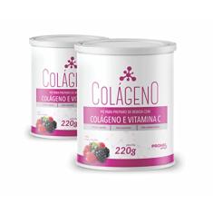 Kit Com 2 - Colágeno Hidrolisado + Vitamina C Sabor Frutas Vermelhas 220g Promel