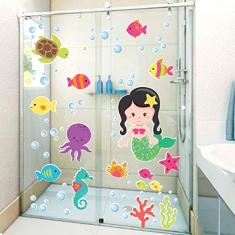 Adesivo Infantil Para Box Banheiro Fundo Do Mar Sereia