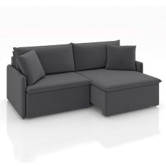 Sofá 3 Lugares Retrátil e Reclinável Stilo Veludo Grafite 194 cm