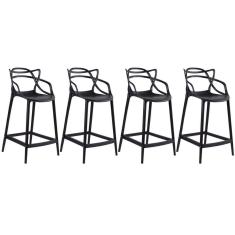 KIT - 4 x banquetas médias Masters Allegra - 66 cm - Preto