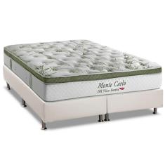 Cama Box Queen: Colchão Molas MasterPocket Ensacadas Herval   Monte Carlo Visco + Base CRC Courano Branco(158x198)
