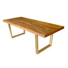 Mesa Industrial Lanna Madeira Maciça C/ Ferragem Dourada 1,80m
