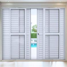 Porta Balção de Aluminio 210x200cm 4 Folhas Moveis e 2 Folha Fixa Branco
