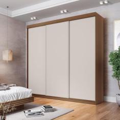 Guarda-roupa Casal 3 Portas de Correr Lisas Samambaia Cabecasa Madeiramadeira Freijó/Off White