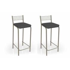 Kit 2 Banquetas Sala Jantar Gênova B705NK Un Níquel/Preto - Kappesberg
