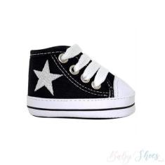 Tênis Infantil Starzinho Preto com Estrelinha de Cano Alto - Linha Bab