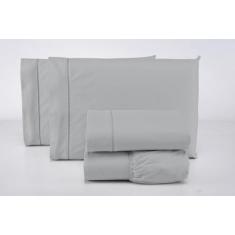 Lençol casal avulso c/ elástico 100% algodão 200 fios cinza - Casa Fer